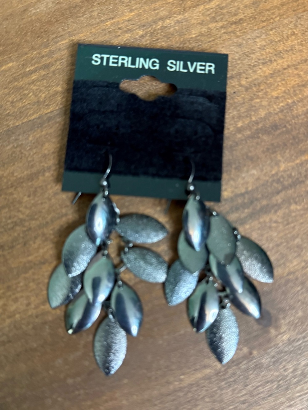 Leaf Drop Earrings - Silver